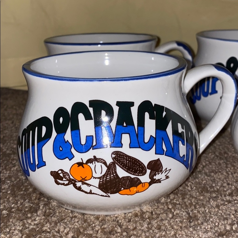 Vintage Soup & Crackers Mugs! Set of 4!